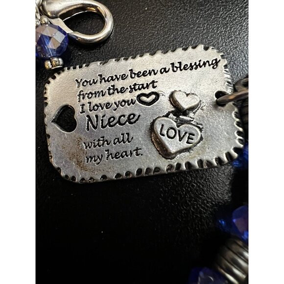 Chubby Chico Charms Handmade Blue & Silver Beaded NIECE Bracelet - Picture 3 of 7